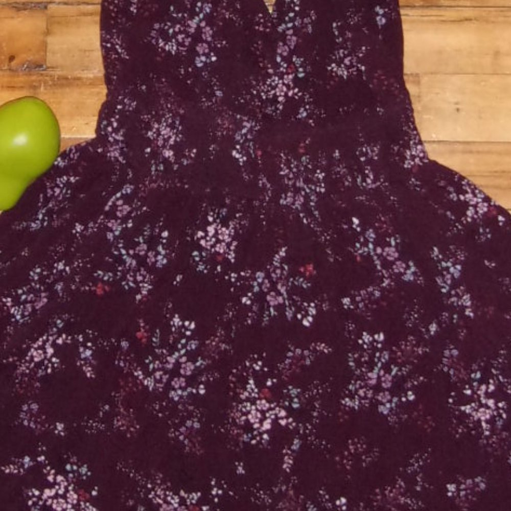 womens size small  purple flower floral sun dress flirty  cute - Picture 2 of 3